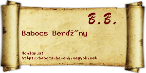 Babocs Berény névjegykártya